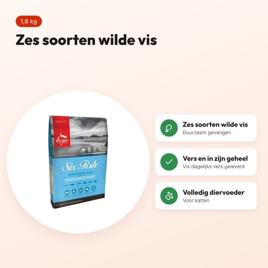 Orijen kattenvoer 6 Fish Cat 1,8 kg – zes soorten wilde vis – voordelen
