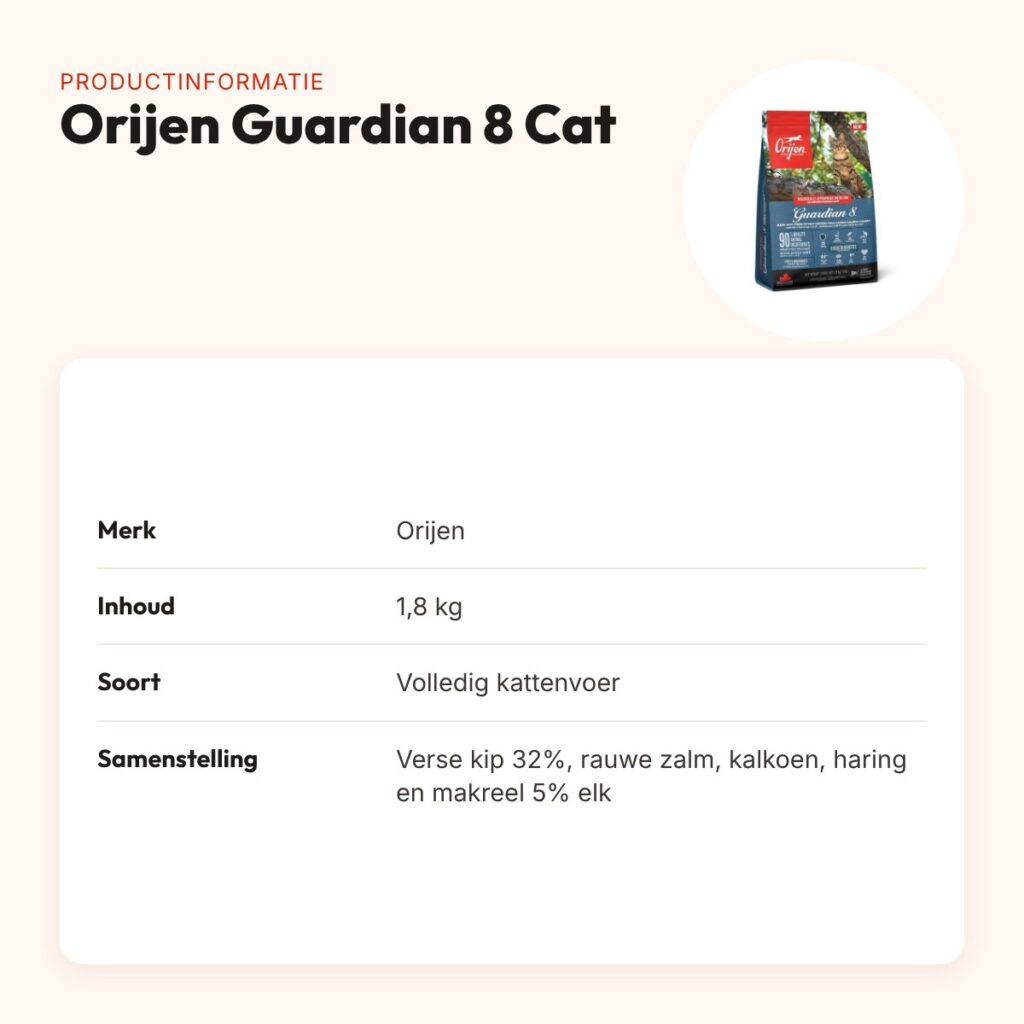 Orijen kattenvoer Guardian 8 Cat 1,8 kg – gevogelte en vis – productinformatie