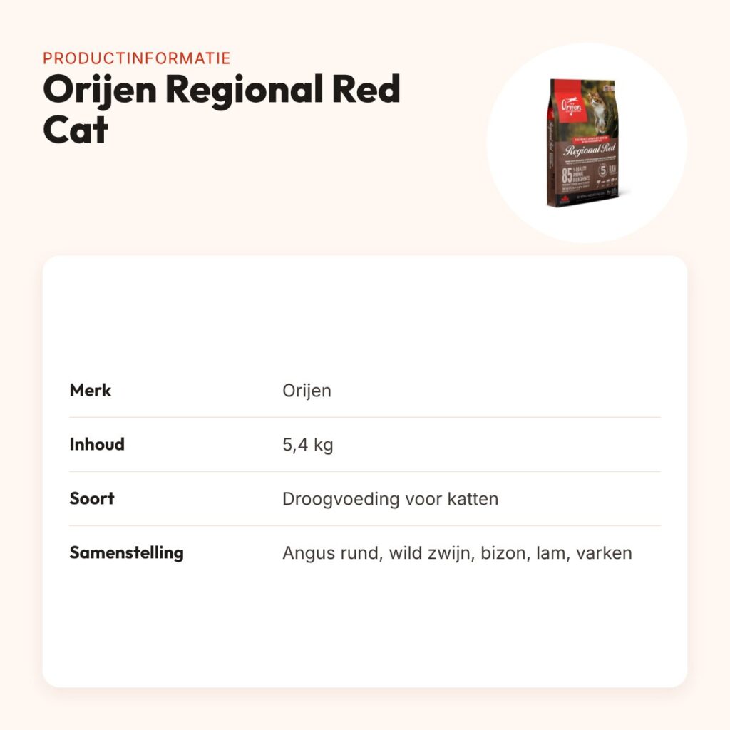 Orijen kattenvoer Regional Red Cat 5,4 kg – rund, wild zwijn en lam – productinformatie