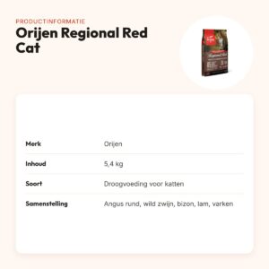 Orijen kattenvoer Regional Red Cat 5,4 kg – rund, wild zwijn en lam – productinformatie