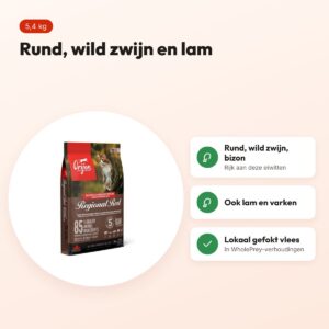 Orijen kattenvoer Regional Red Cat 5,4 kg – rund, wild zwijn en lam – voordelen