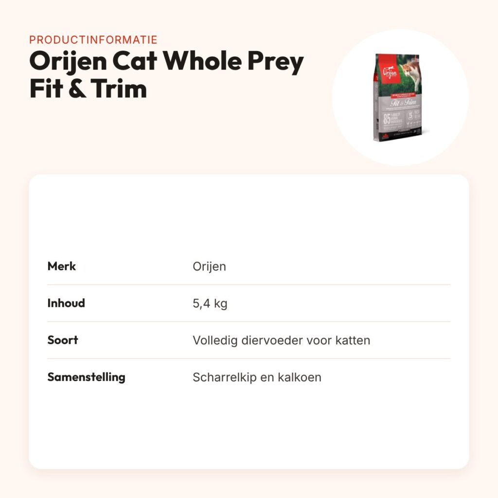 Orijen kattenvoer Whole Prey Fit & Trim 5,4 kg – scharrelkip en kalkoen – productinformatie