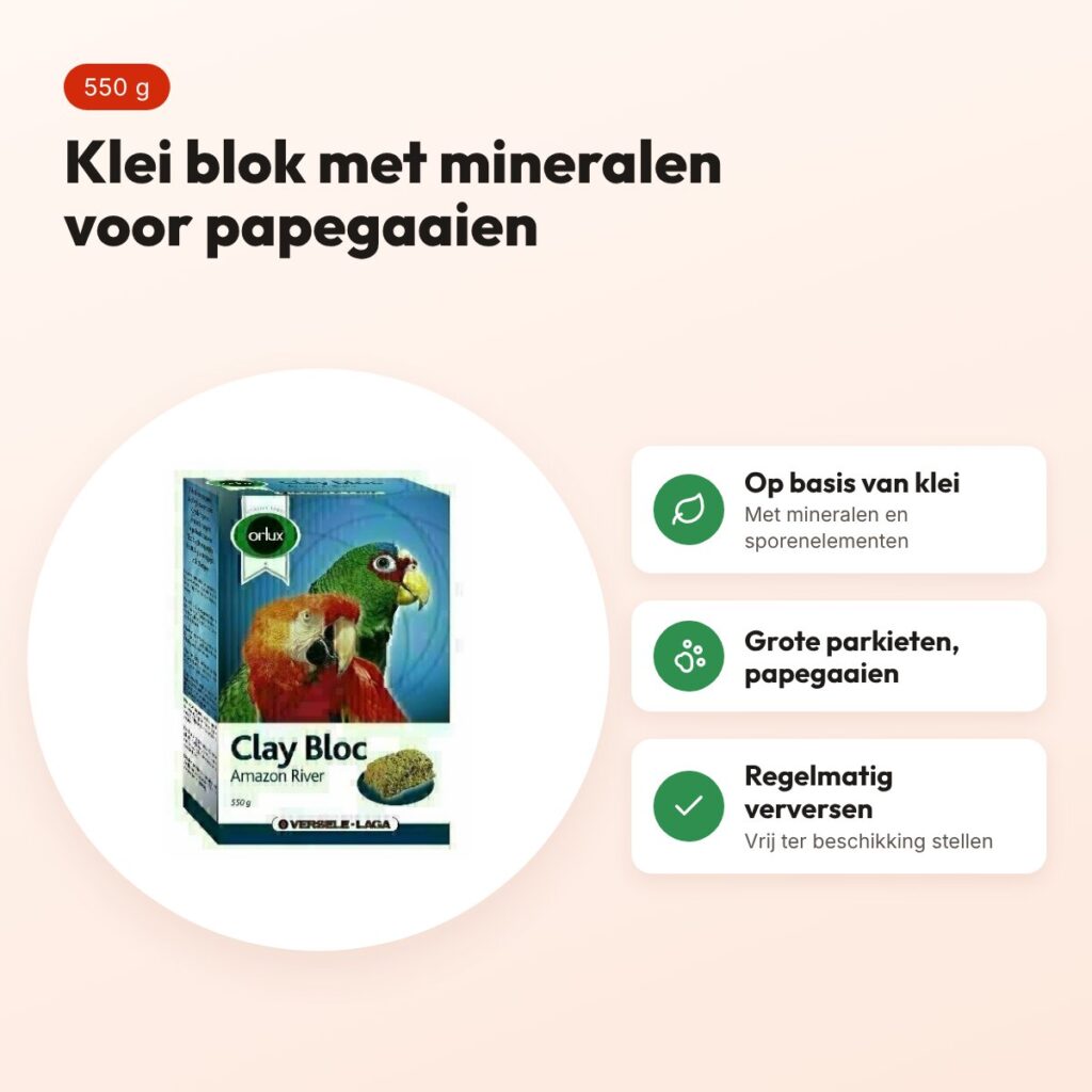 Orlux klei blok papegaai Clay Bloc Amazon River 550 g – mineralen – voordelen