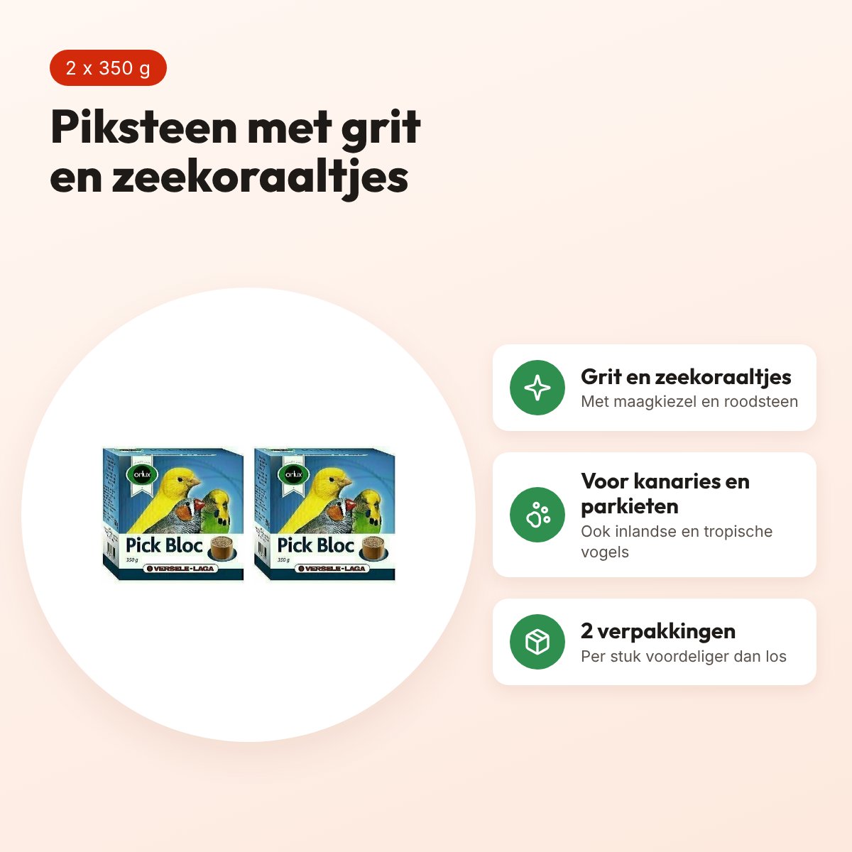 Orlux Pick Bloc piksteen vogel 350 g – multipack 2 stuks – voordelen