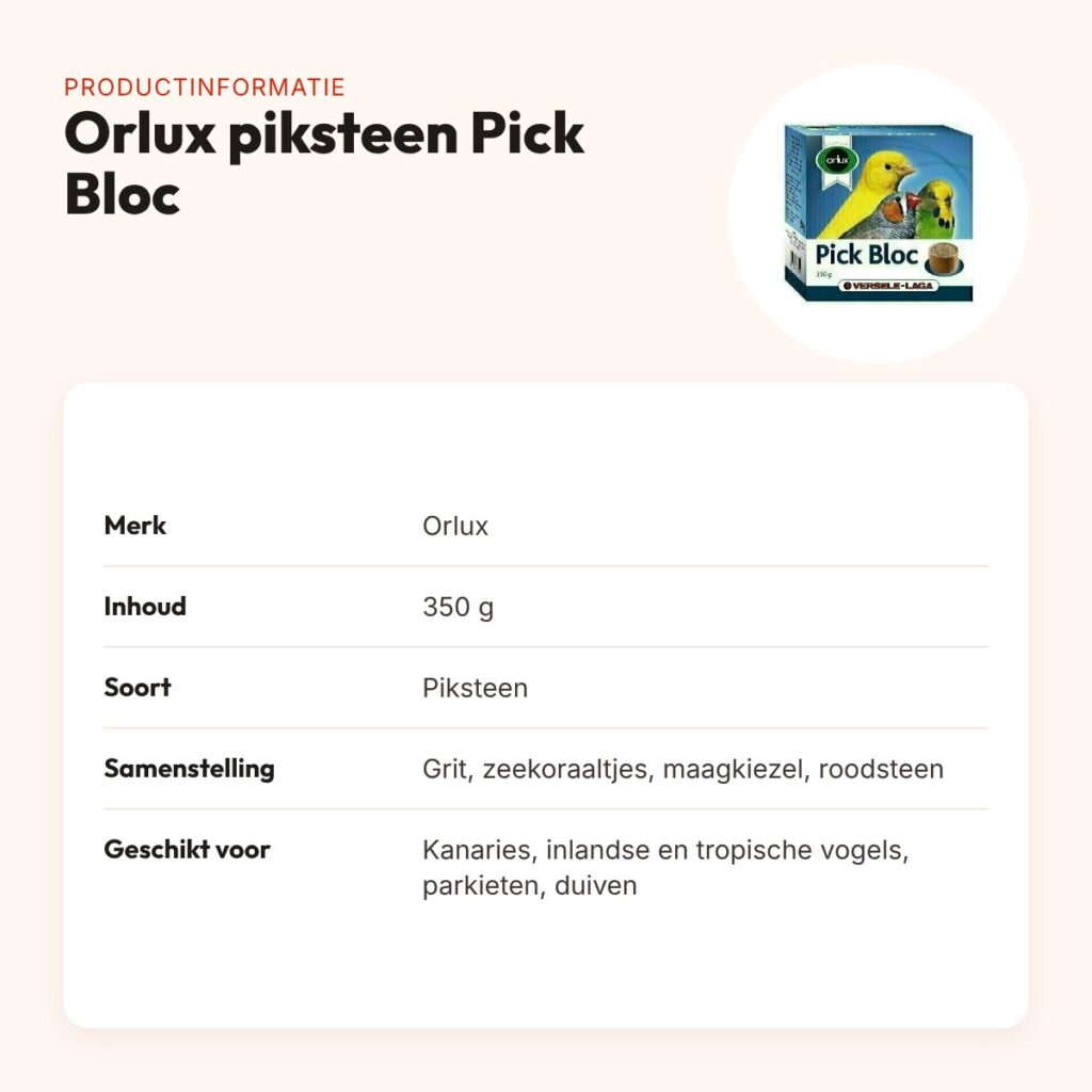 Orlux piksteen Pick Bloc voor vogels 350 g – mineralen – productinformatie