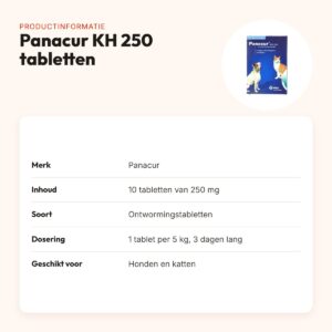 Panacur KH 250 ontwormingstabletten hond en kat 250 mg – 10 tabletten – productinformatie