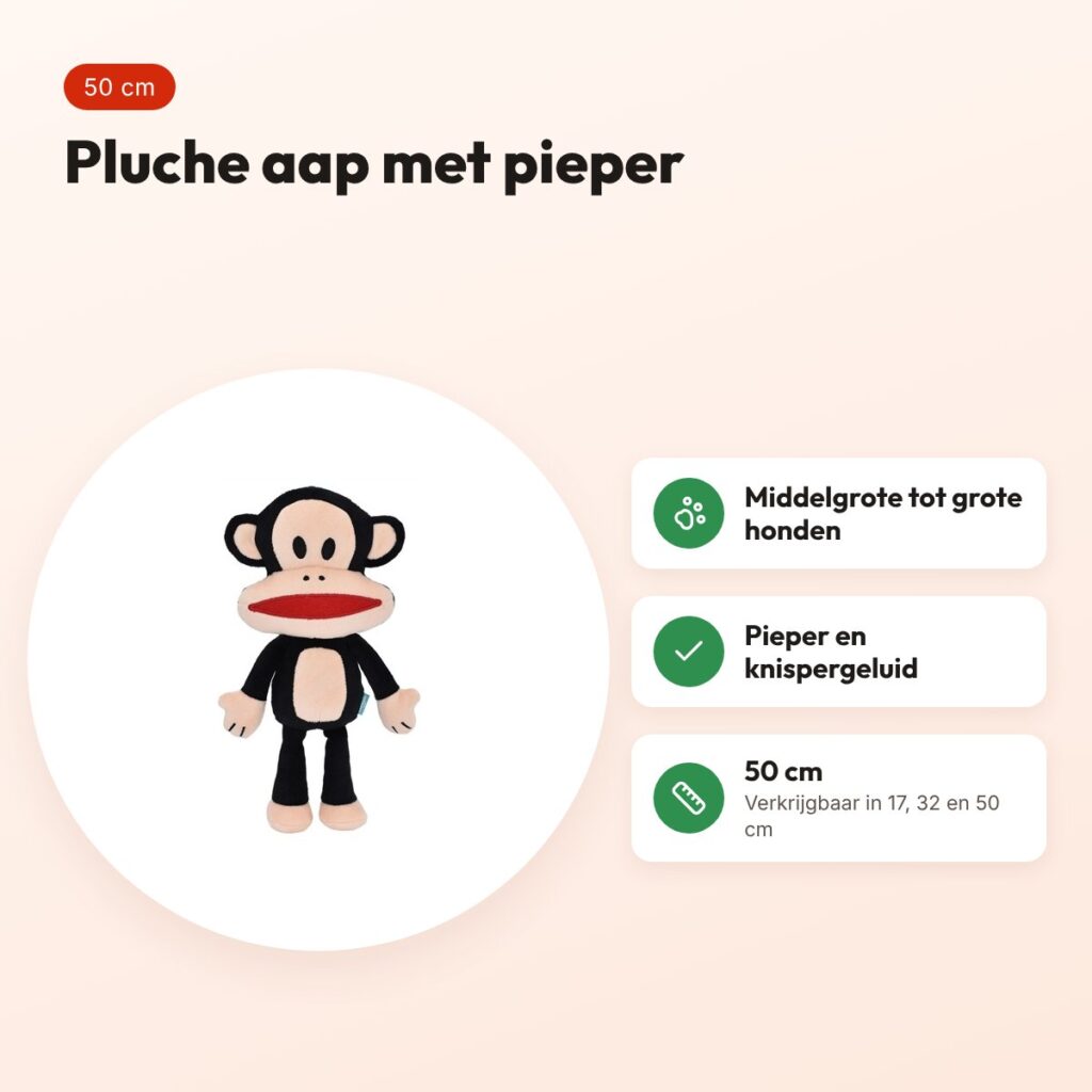 Paul Frank hondenspeeltje pluche aap Julius 50 cm – met pieper – voordelen