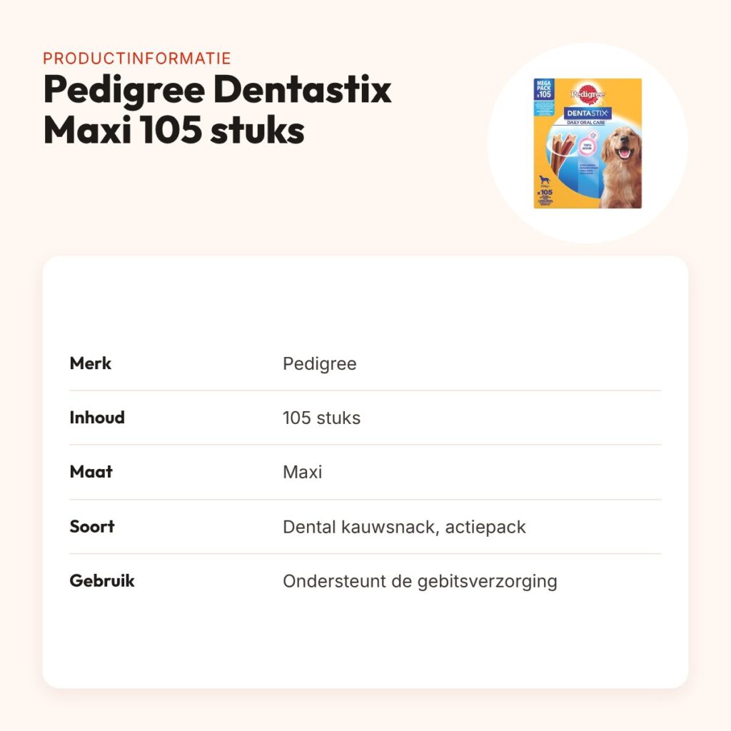 Pedigree Dentastix Maxi kauwsnacks 105 stuks – actiepack voor honden – productinformatie