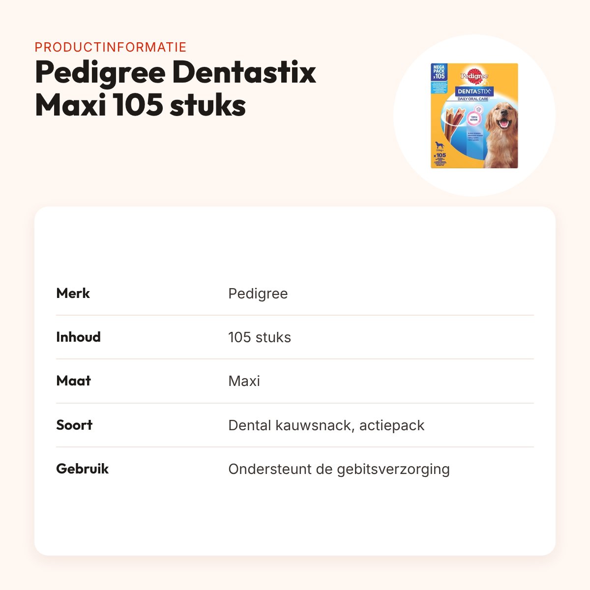 Pedigree Dentastix Maxi kauwsnacks 105 stuks – actiepack voor honden – productinformatie