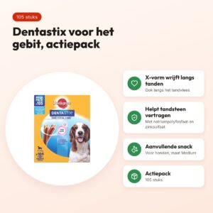 Pedigree Dentastix Medium kauwsnacks 105 stuks – actiepack voor honden – voordelen