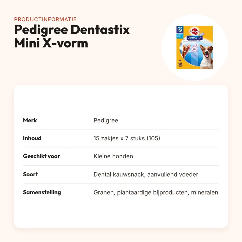 Pedigree Dentastix Mini X-vorm multipack 105 stuks – voor kleine honden – productinformatie