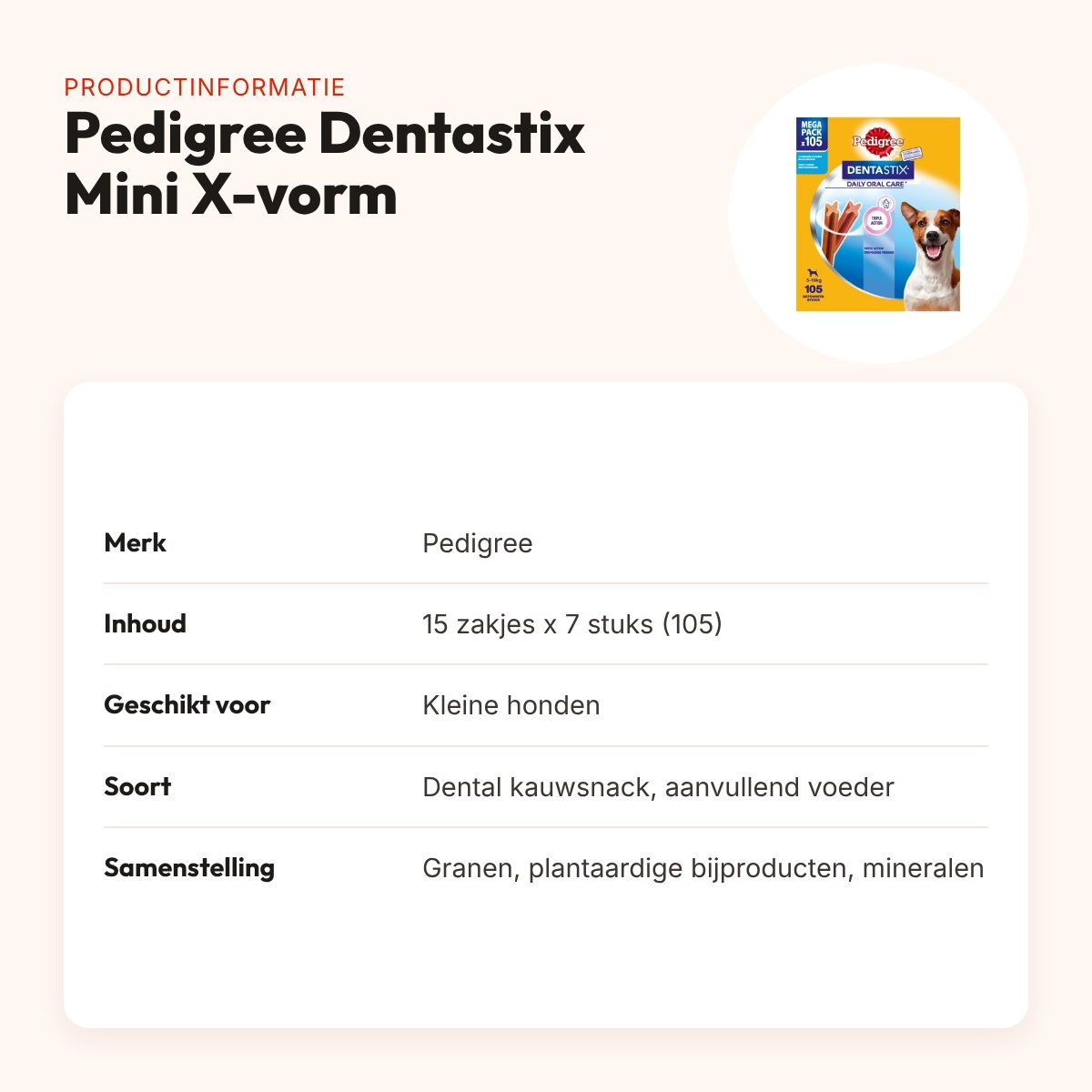 Pedigree Dentastix Mini X-vorm multipack 105 stuks – voor kleine honden – productinformatie