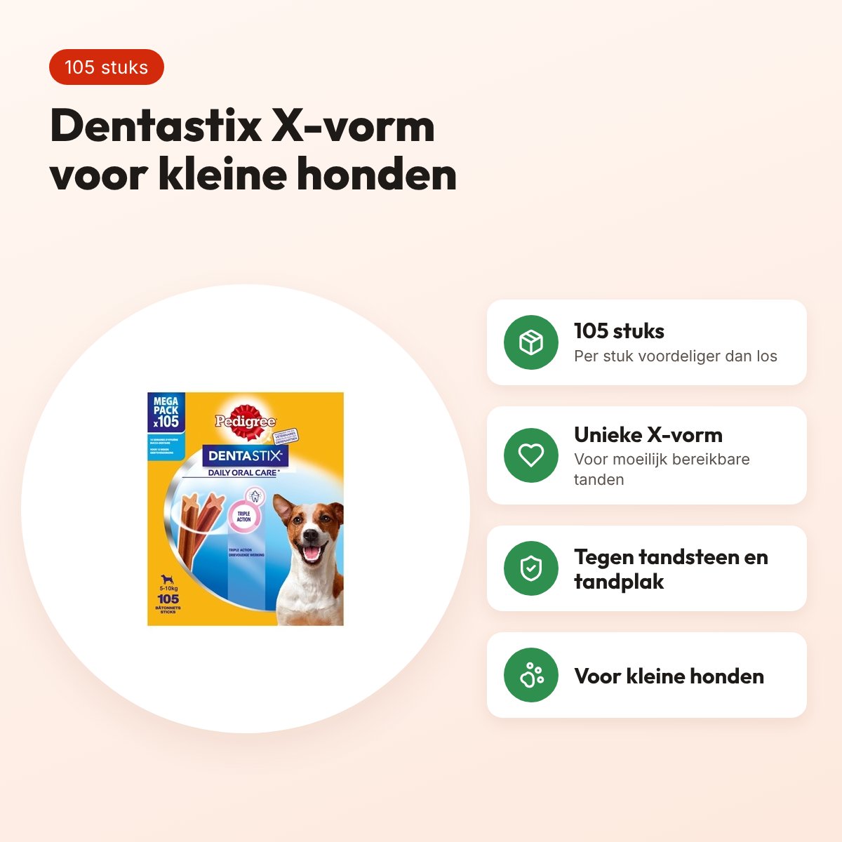 Pedigree Dentastix Mini X-vorm multipack 105 stuks – voor kleine honden – voordelen