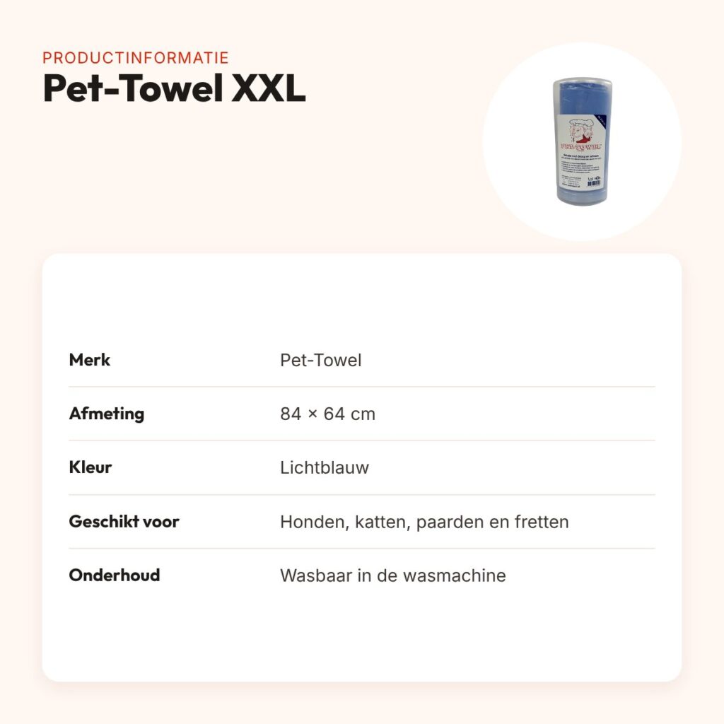 Pet-Towel absorberende handdoek huisdier XXL 84 x 64 cm – lichtblauw – productinformatie