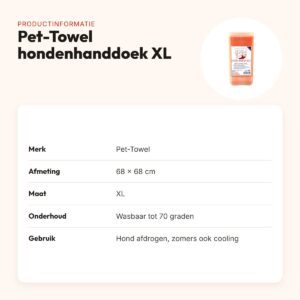 Pet-Towel hondenhanddoek XL 68 x 68 cm – hoge vochtopname – productinformatie