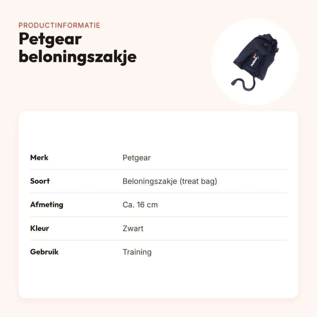 Petgear beloningszakje zwart – treat bag voor training – productinformatie