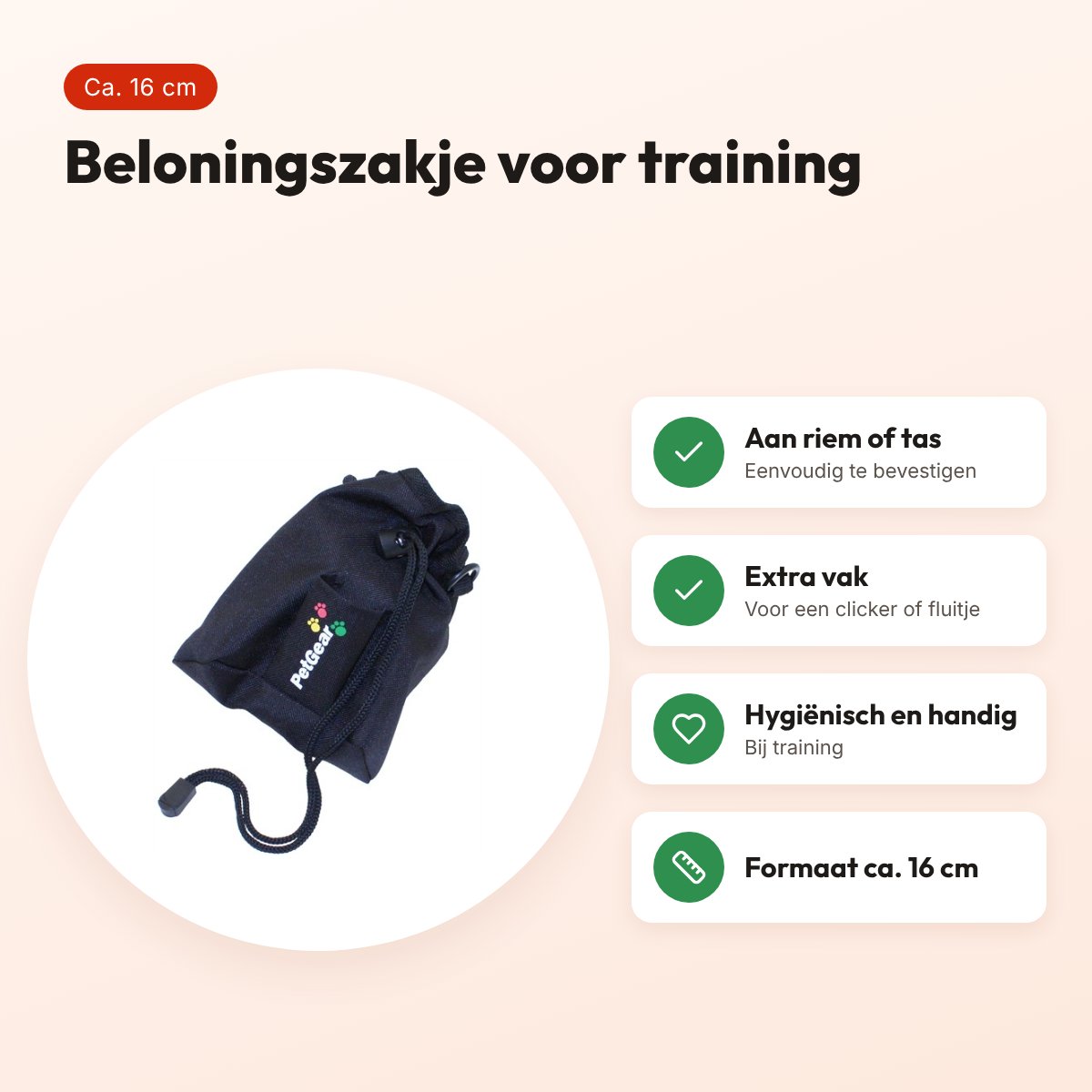 Petgear beloningszakje zwart – treat bag voor training – voordelen