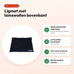 Petgear ligmat zwart 107 x 71 x 3 cm – waterafstotend, voor auto en bench – voordelen