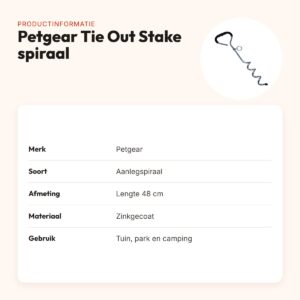 Petgear tie out stake aanlegspiraal 48 cm – zinkgecoat – productinformatie