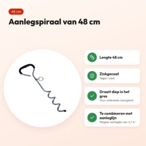 Petgear tie out stake aanlegspiraal 48 cm – zinkgecoat – voordelen