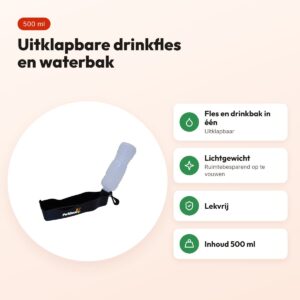 Petgear Travel drinkfles 500 ml – uitklapbaar, waterbak voor honden – voordelen