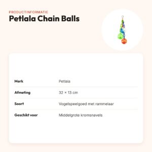 Petlala Chain Balls 32 x 13 cm – vogelspeelgoed met rammelende balletjes – productinformatie