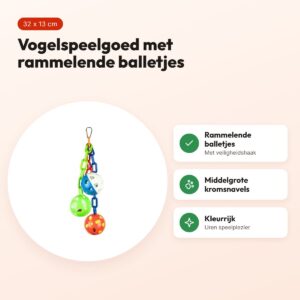 Petlala Chain Balls 32 x 13 cm – vogelspeelgoed met rammelende balletjes – voordelen