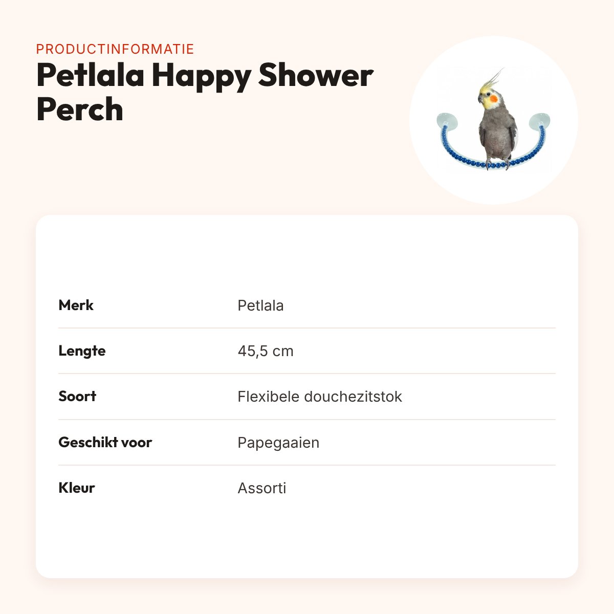 Petlala Happy Shower Perch douchezitstok 45,5 cm – flexibel, met zuignappen – productinformatie