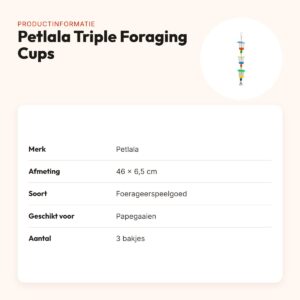 Petlala Triple Foraging Cups 46 x 6,5 cm – foerageerspeelgoed papegaaien – productinformatie