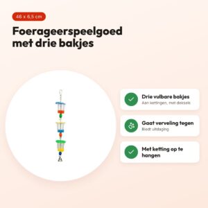 Petlala Triple Foraging Cups 46 x 6,5 cm – foerageerspeelgoed papegaaien – voordelen