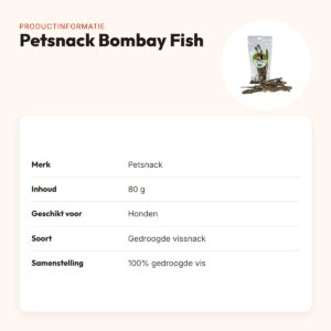 Petsnack Bombay Fish 80 g – gedroogde vissnack voor honden – productinformatie