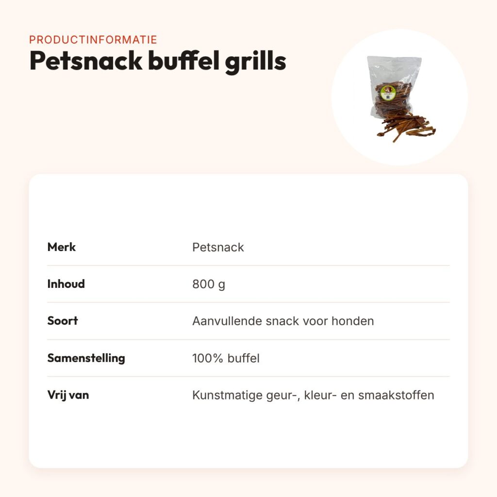 Petsnack buffel grills 800 g – hondensnack van 100% buffel – productinformatie