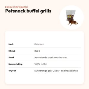 Petsnack buffel grills 800 g – hondensnack van 100% buffel – productinformatie