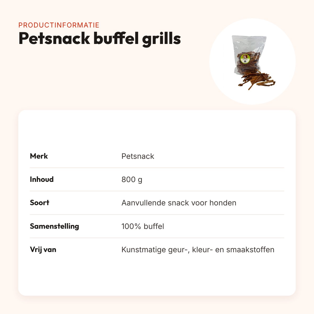 Petsnack buffel grills 800 g – hondensnack van 100% buffel – productinformatie