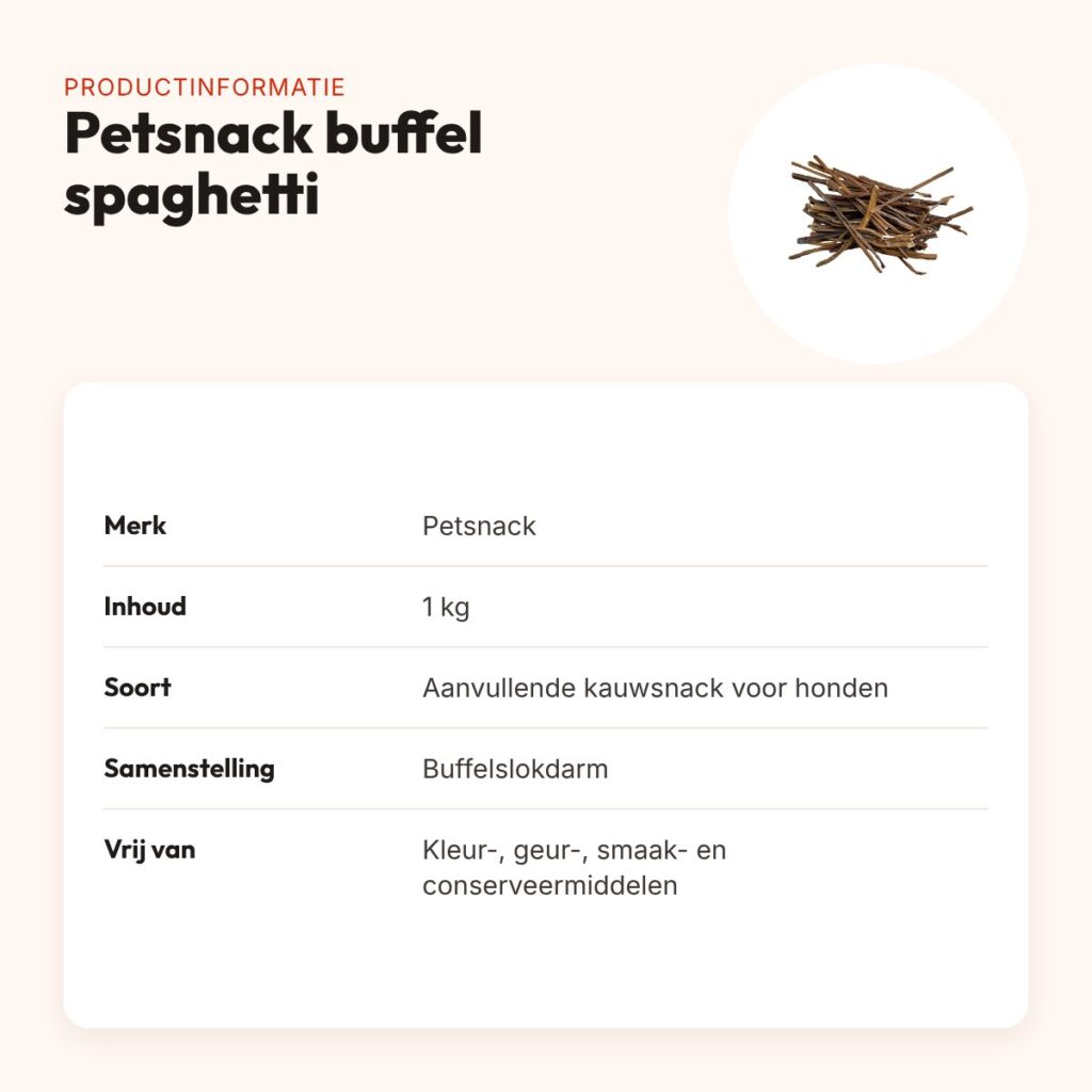 Petsnack buffel spaghetti 1 kg – kauwsnack van buffelslokdarm – productinformatie