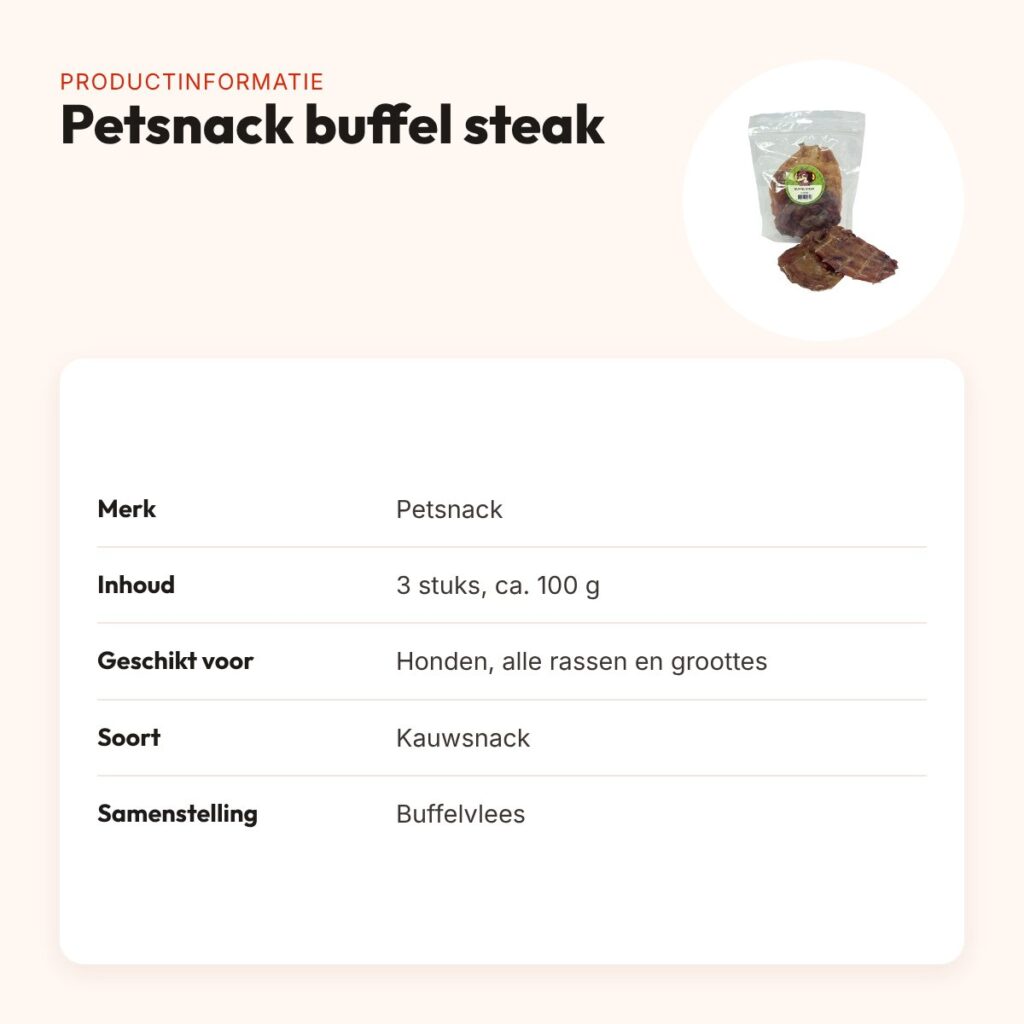 Petsnack buffel steak 3 stuks (ca. 100 g) – kauwsnack voor honden – productinformatie