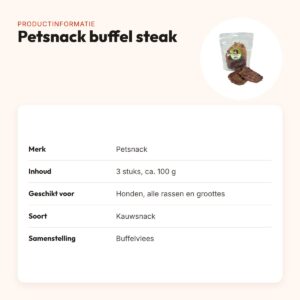 Petsnack buffel steak 3 stuks (ca. 100 g) – kauwsnack voor honden – productinformatie