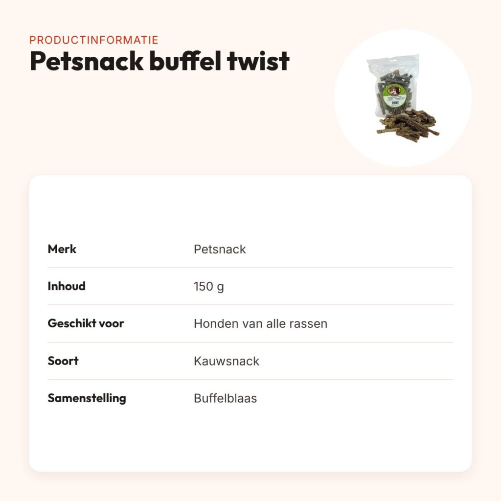 Petsnack buffel twist 150 g – kauwsnack van buffelblaas – productinformatie