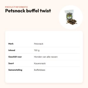 Petsnack buffel twist 150 g – kauwsnack van buffelblaas – productinformatie