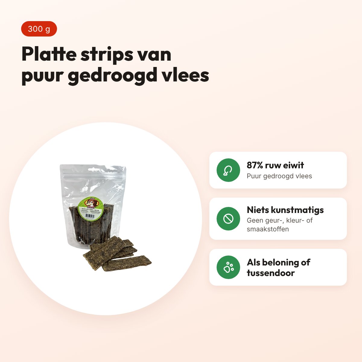 Petsnack buffel vleesstrips 300 g – gedroogde platte strips – voordelen