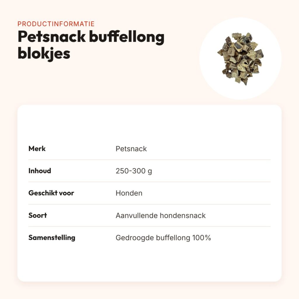 Petsnack buffellong blokjes 250-300 g – kauwsnack voor honden – productinformatie