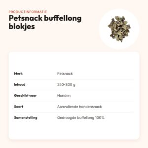 Petsnack buffellong blokjes 250-300 g – kauwsnack voor honden – productinformatie