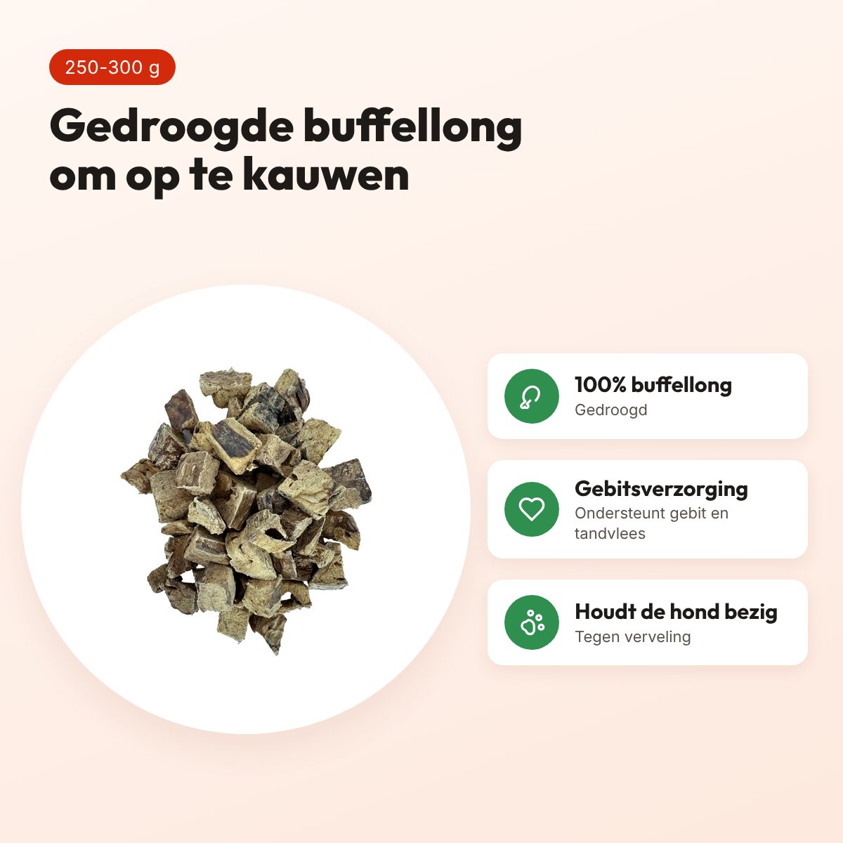 Petsnack buffellong blokjes 250-300 g – kauwsnack voor honden – voordelen