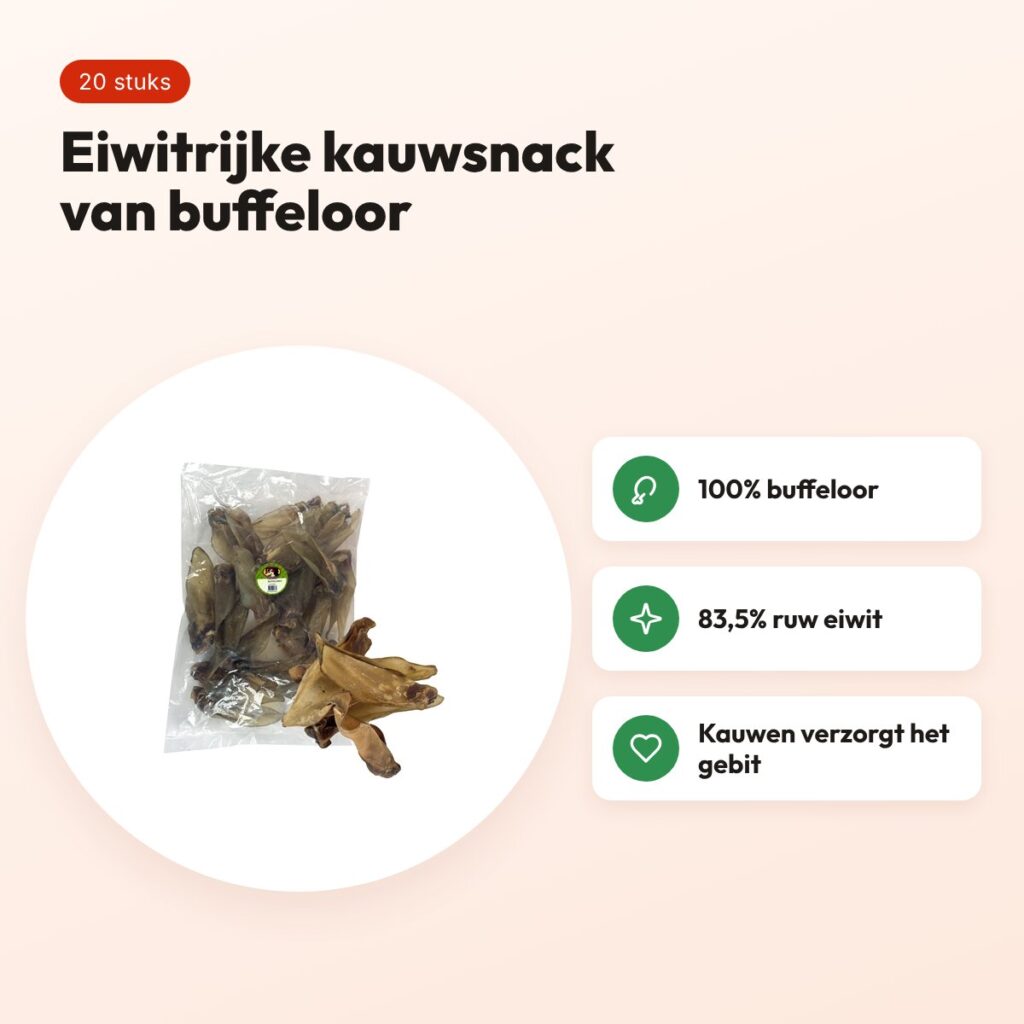 Petsnack buffeloren 20 stuks – kauwsnack van 100% buffeloor – voordelen