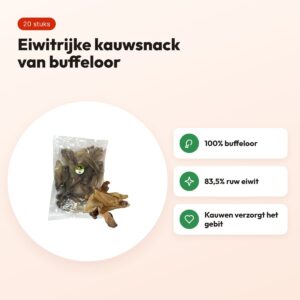 Petsnack buffeloren 20 stuks – kauwsnack van 100% buffeloor – voordelen