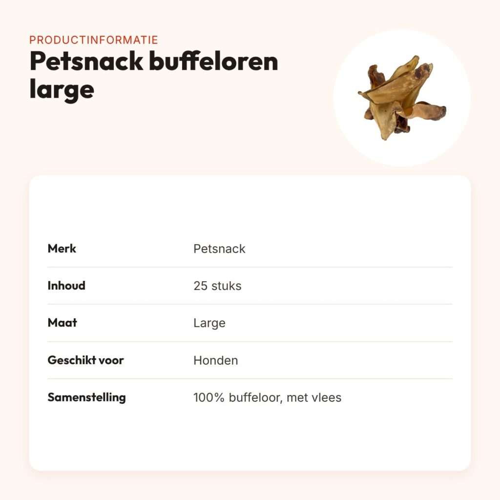 Petsnack buffeloren large met vlees 25 stuks – kauwsnack – productinformatie