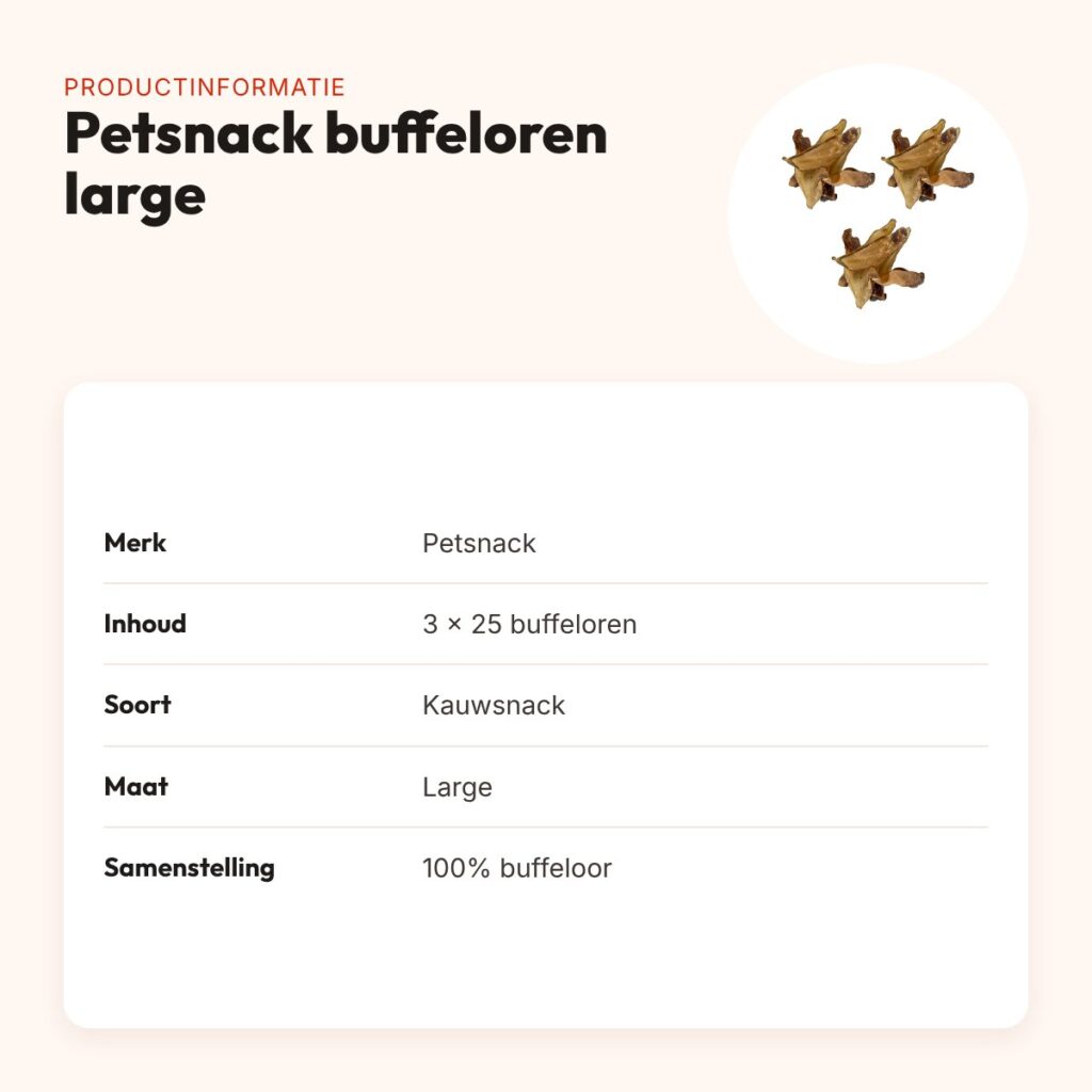 Petsnack buffeloren large met vlees hondensnack – multipack 3 x 25 stuks – productinformatie