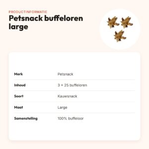 Petsnack buffeloren large met vlees hondensnack – multipack 3 x 25 stuks – productinformatie