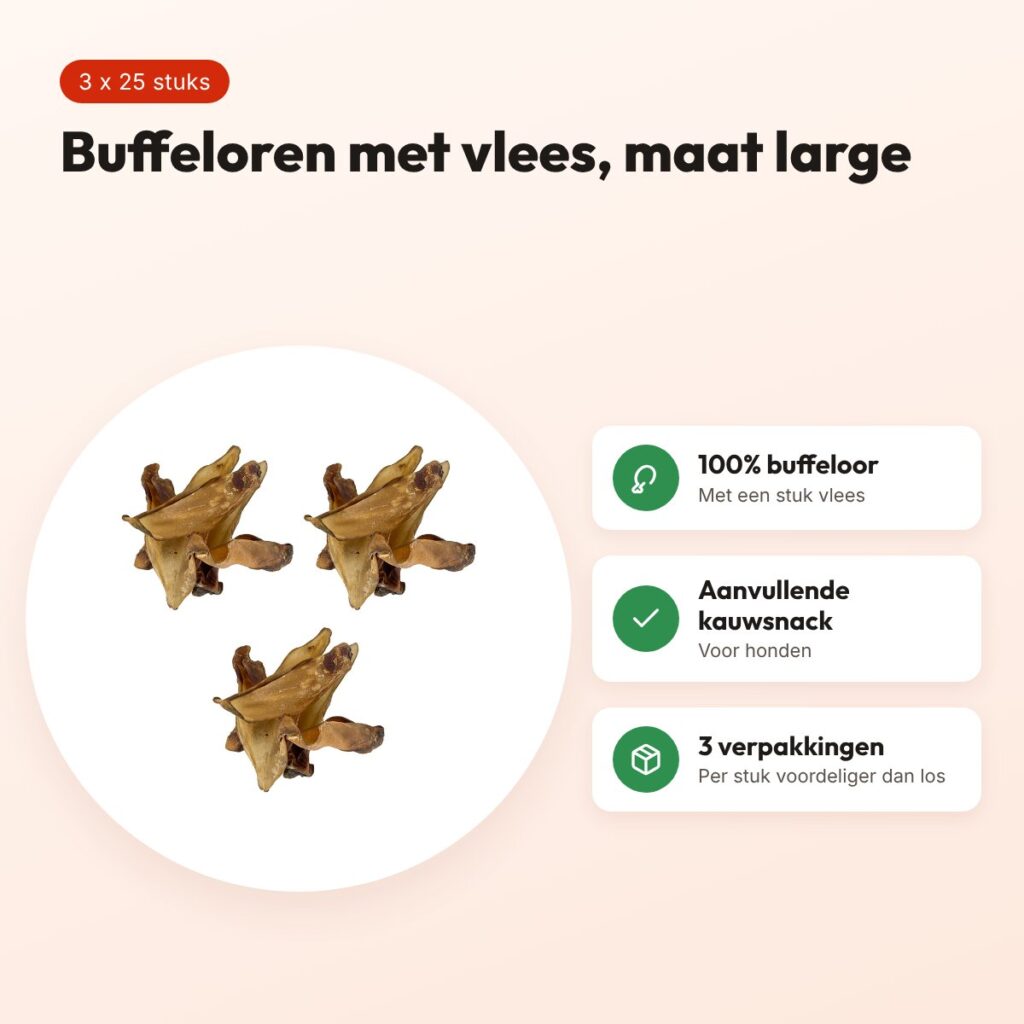 Petsnack buffeloren large met vlees hondensnack – multipack 3 x 25 stuks – voordelen
