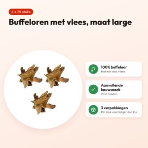 Petsnack buffeloren large met vlees hondensnack – multipack 3 x 25 stuks – voordelen